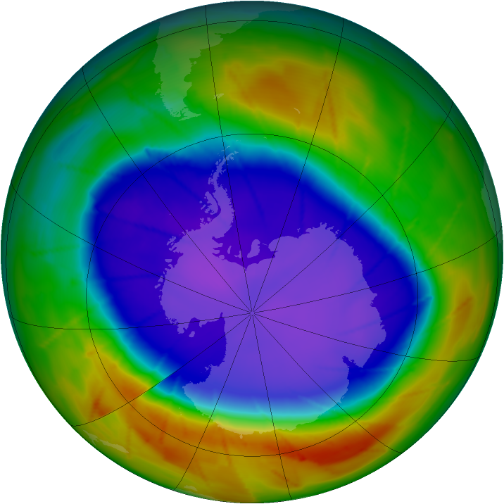 Antarctic ozone map for 22 September 2009